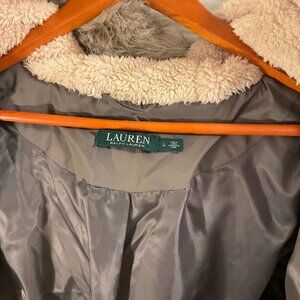 EUC! Lauren Ralph Lauren-Women's Olive Green Puffer DOWN/FEATHER Jacket, Sz L